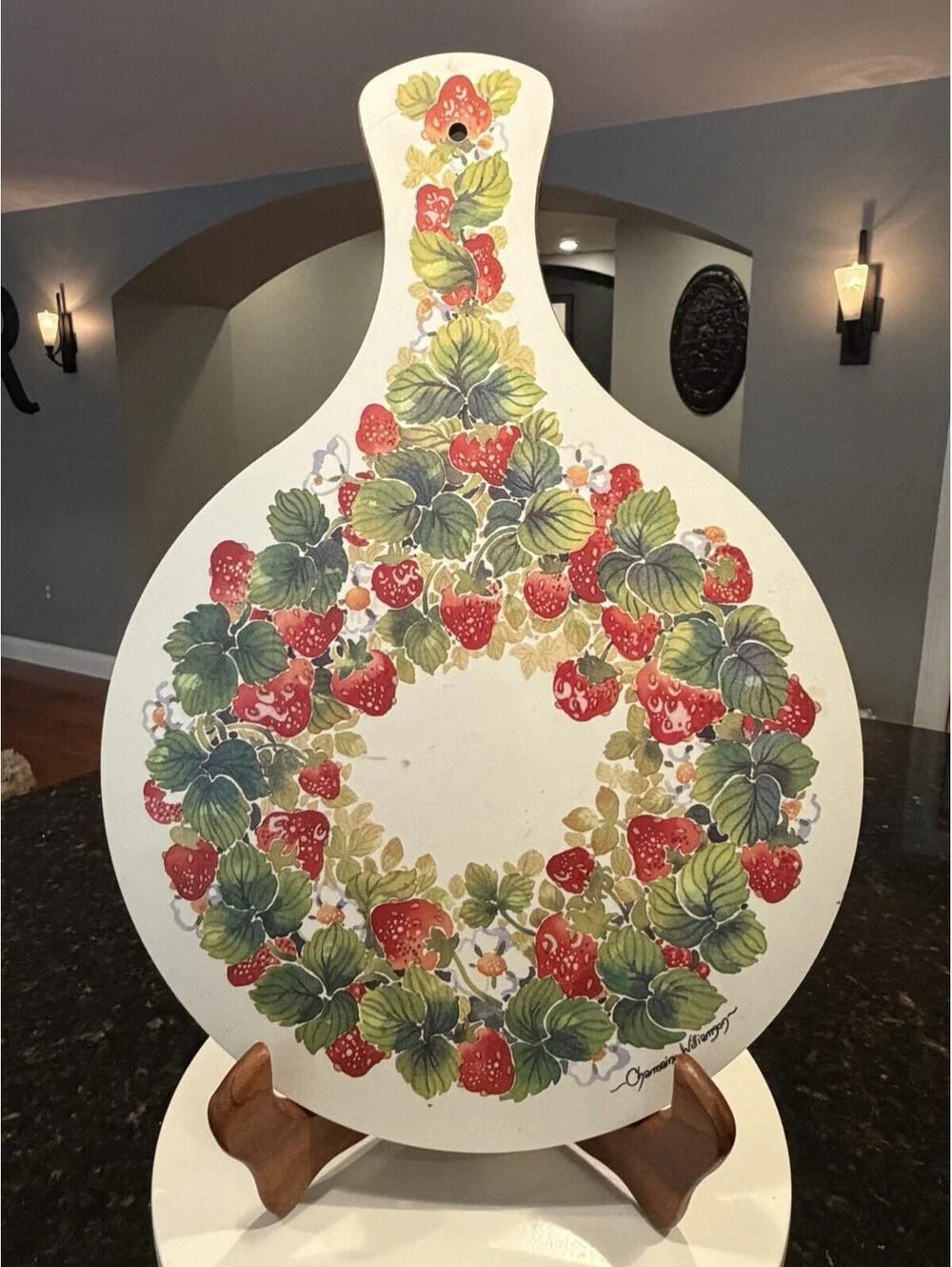 Vintage Charmaine Williamson Strawberry Cutting Board 14” Rare Made In Britain